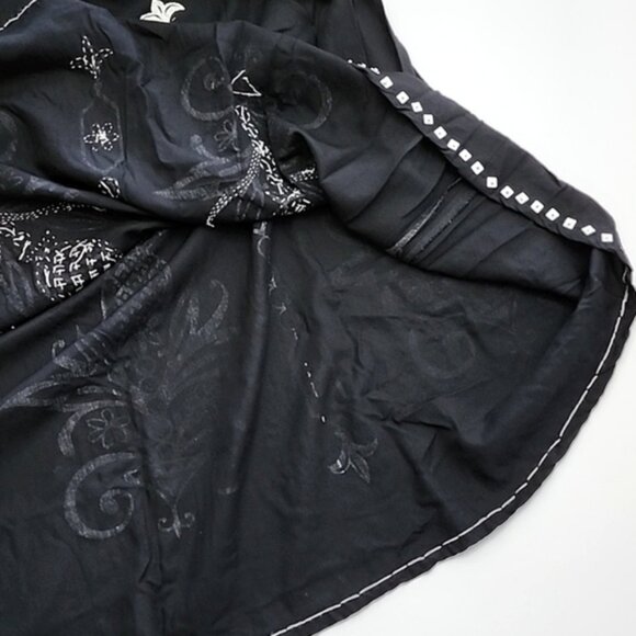 Faith Resortwear Black Long A-Line Skirt White Pineapple Print Sequins Sz Small - Picture 4 of 14